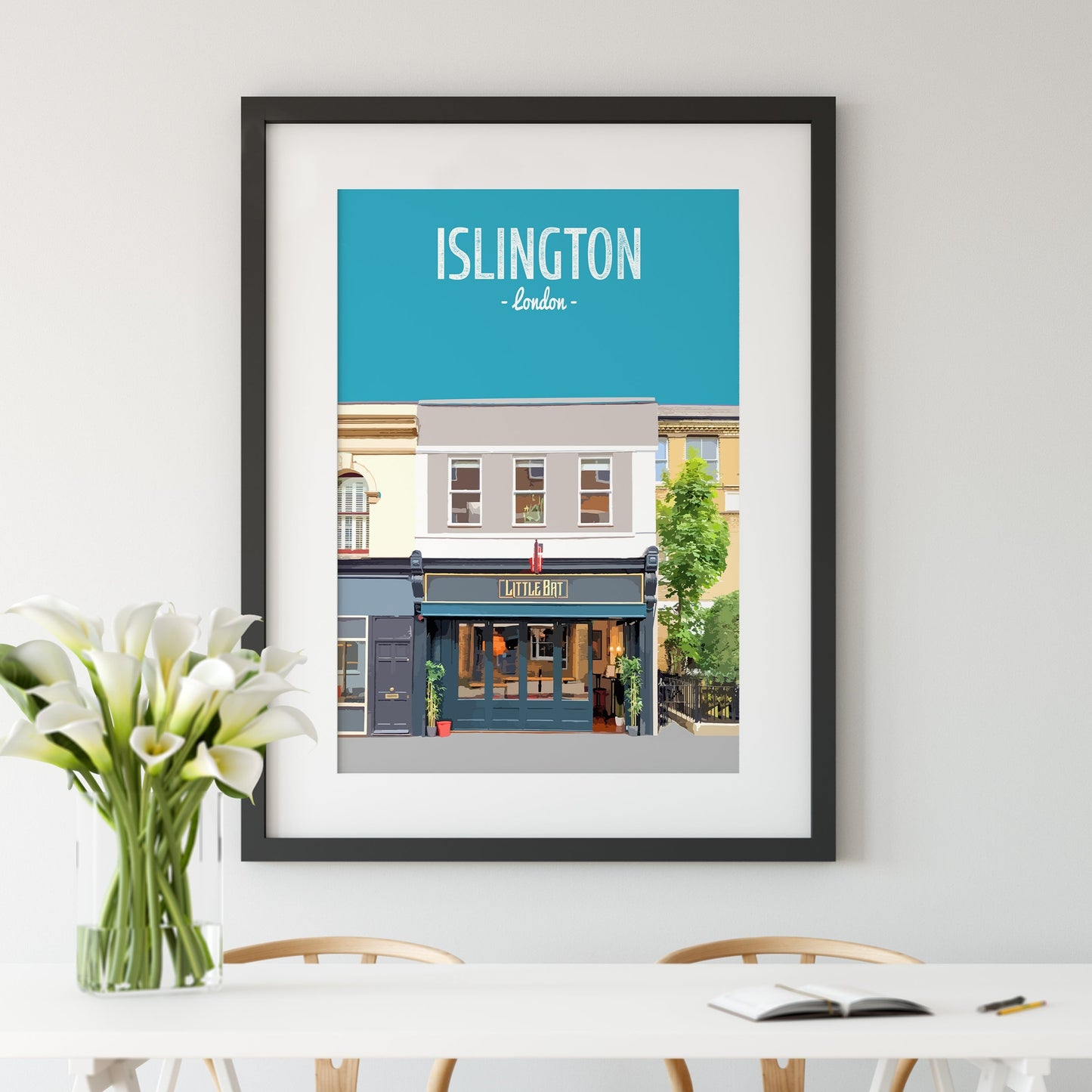 Islington print, The Little Bat cafe