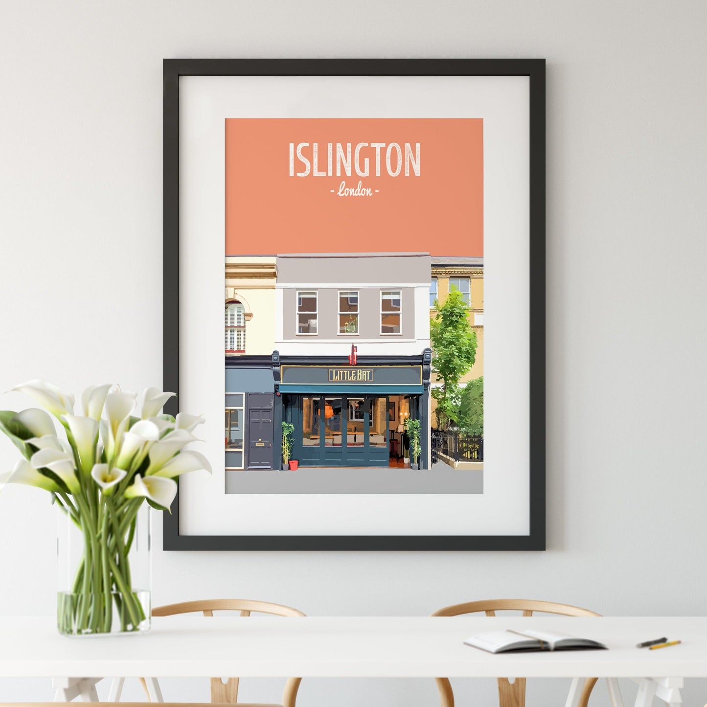 Islington print, The Little Bat cafe