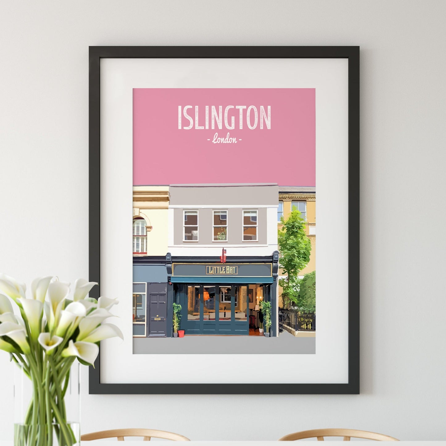 Islington print, The Little Bat cafe