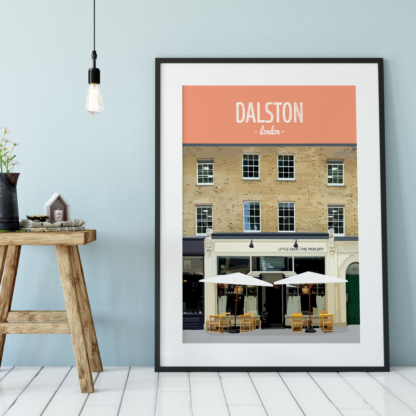 Dalston print, The Little Duck restaurant