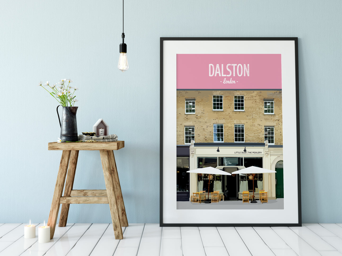 Dalston print, The Little Duck restaurant