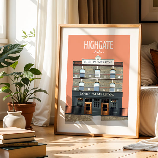 Highgate print, The Lord Palmerston pub