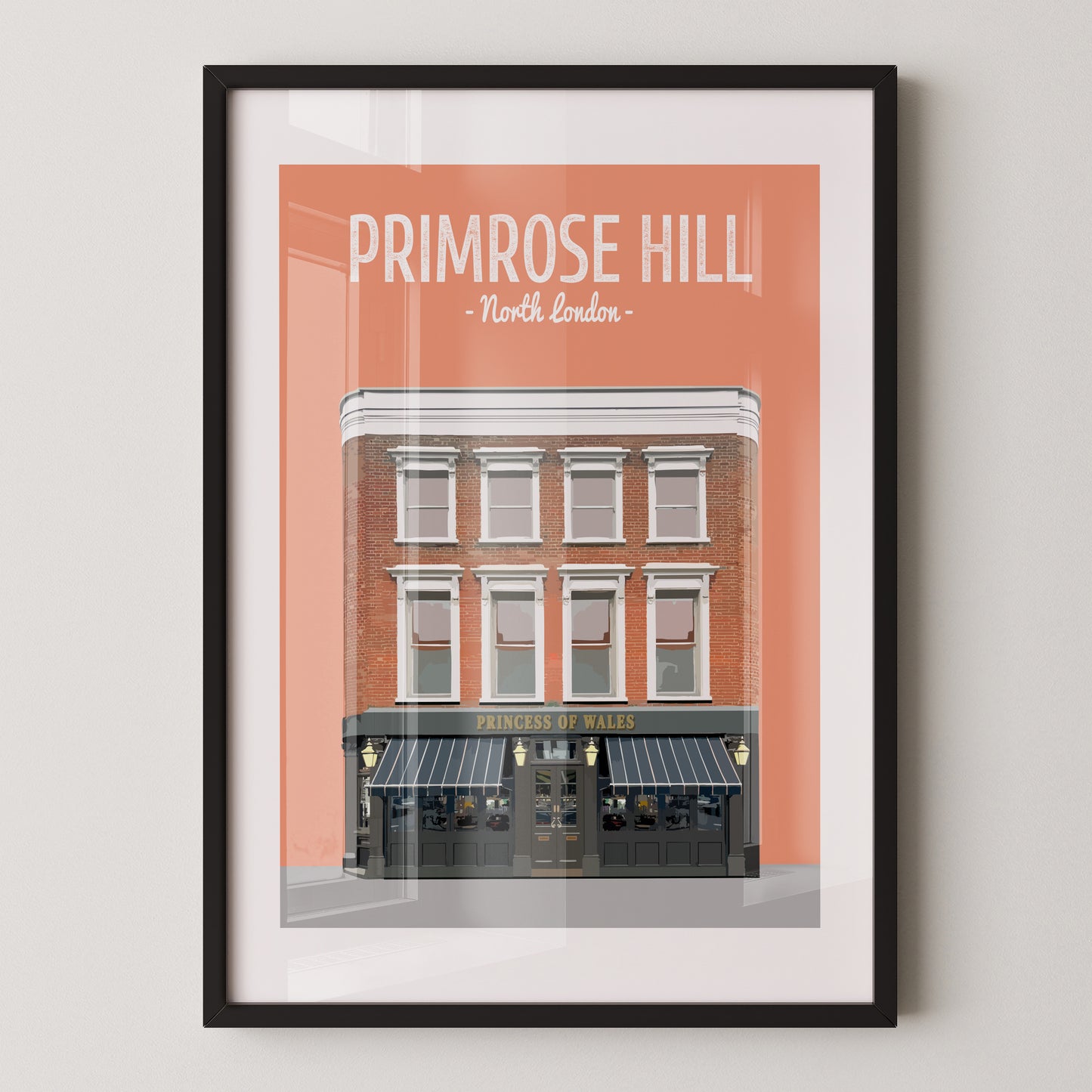 Primrose Hill print, The Princess of Wales pub