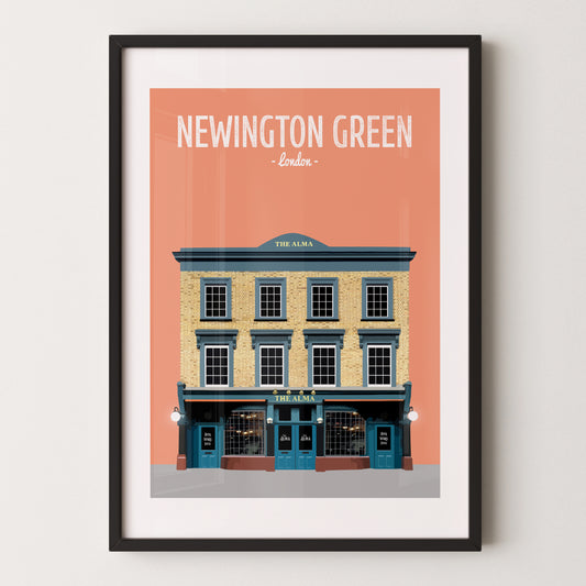 Newington Green print, The Alma pub