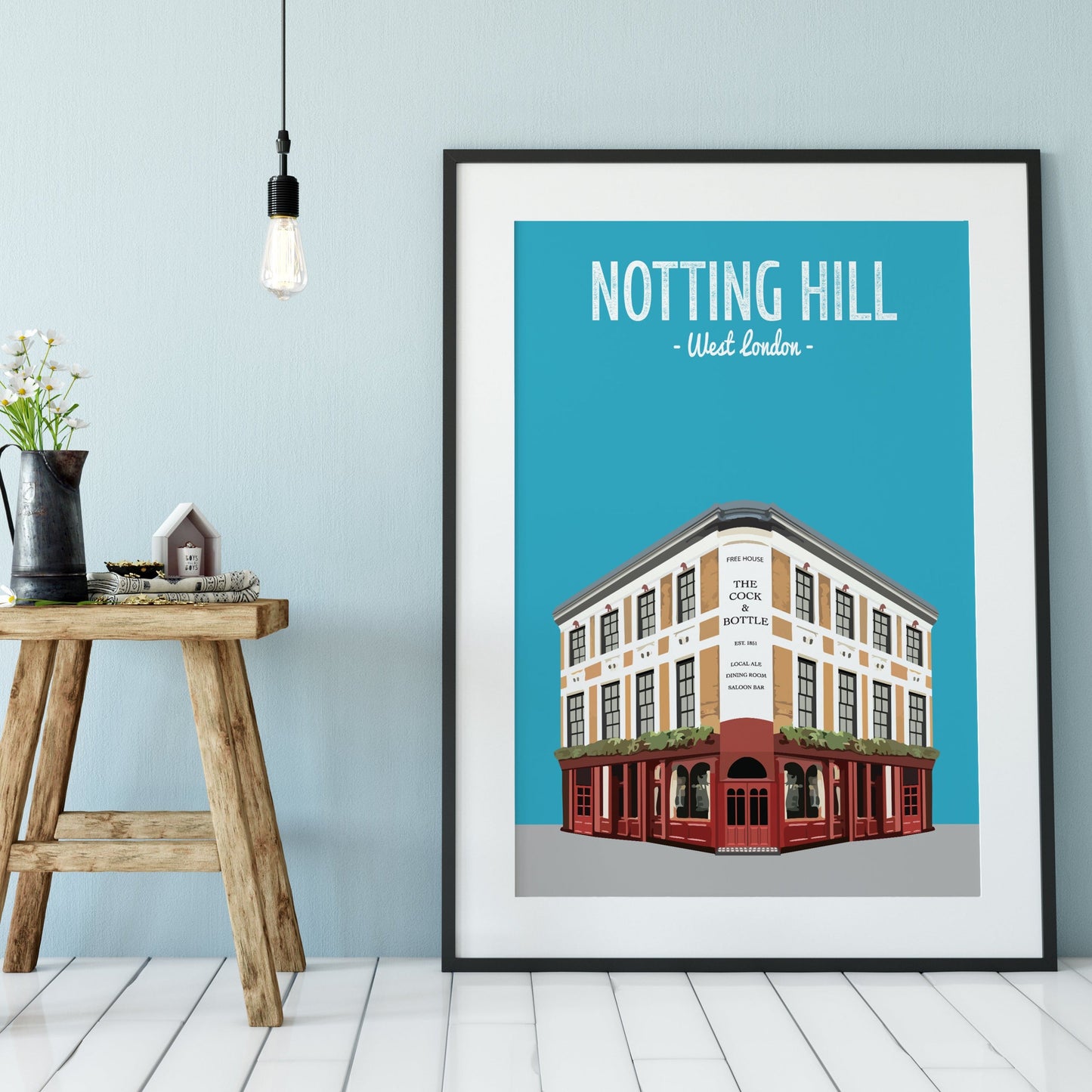 Notting Hill print, The Cock and Bottle pub