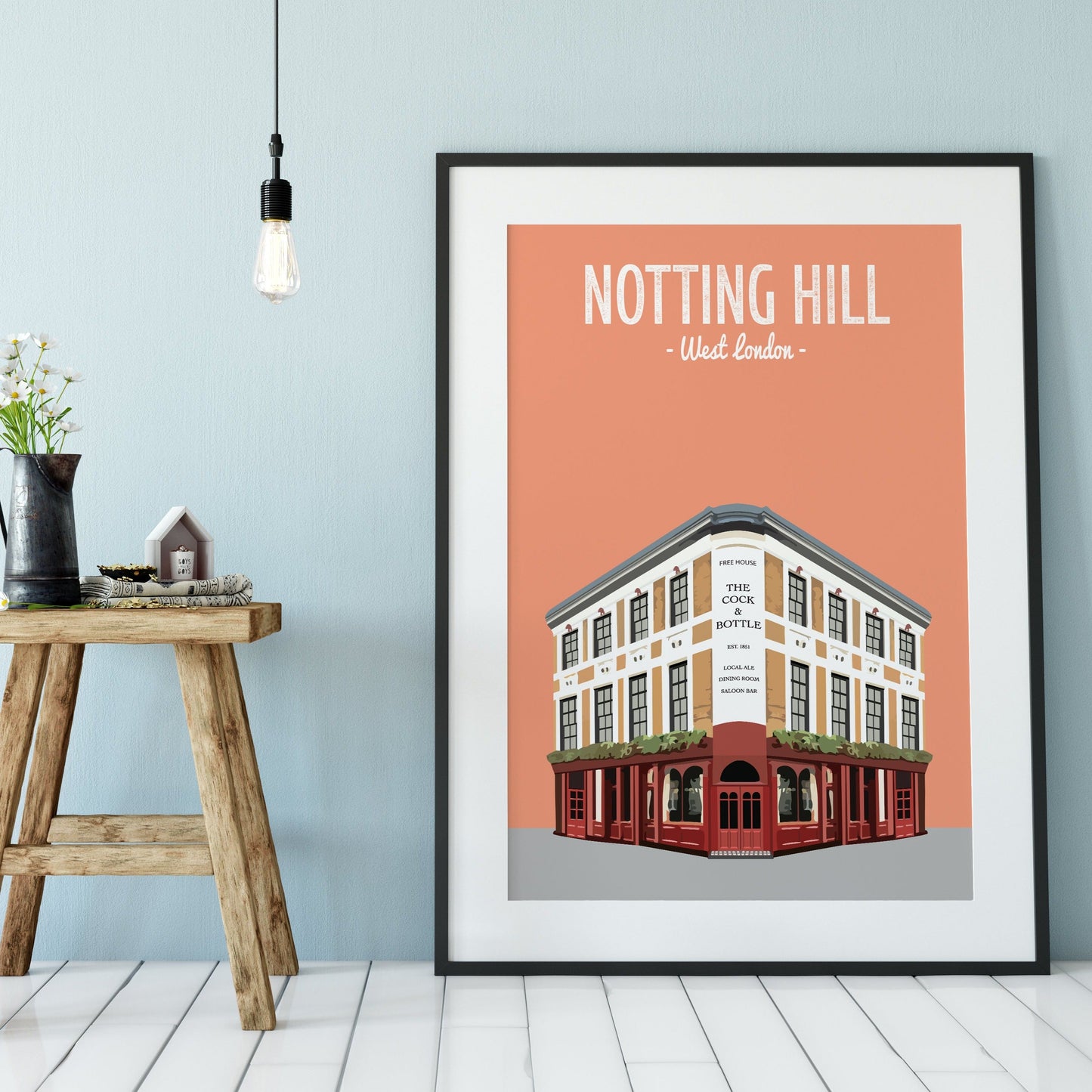 Notting Hill print, The Cock and Bottle pub