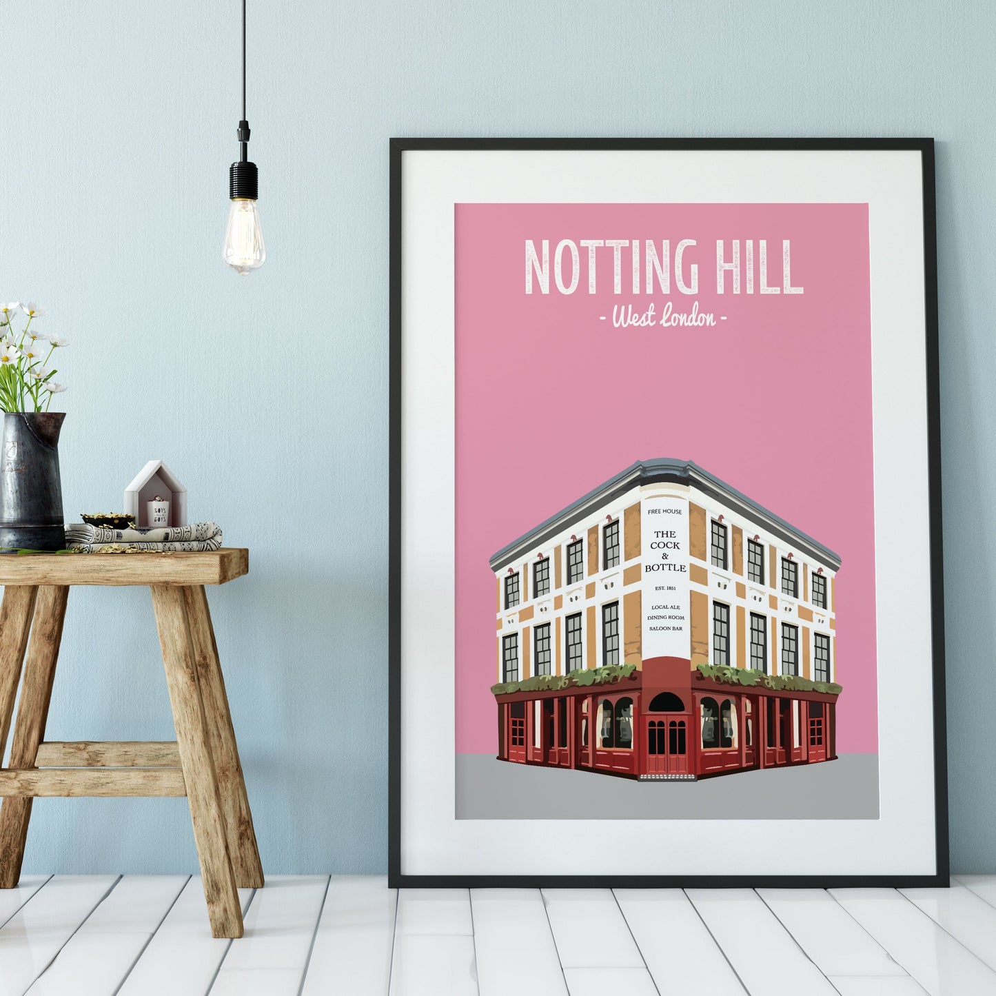 Notting Hill print, The Cock and Bottle pub