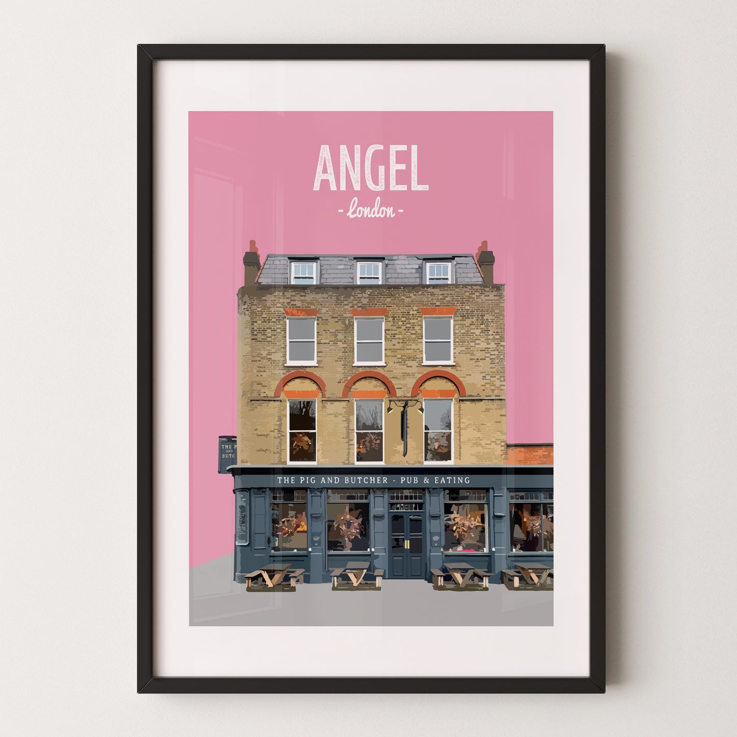 Angel print, The Pig and Butcher pub