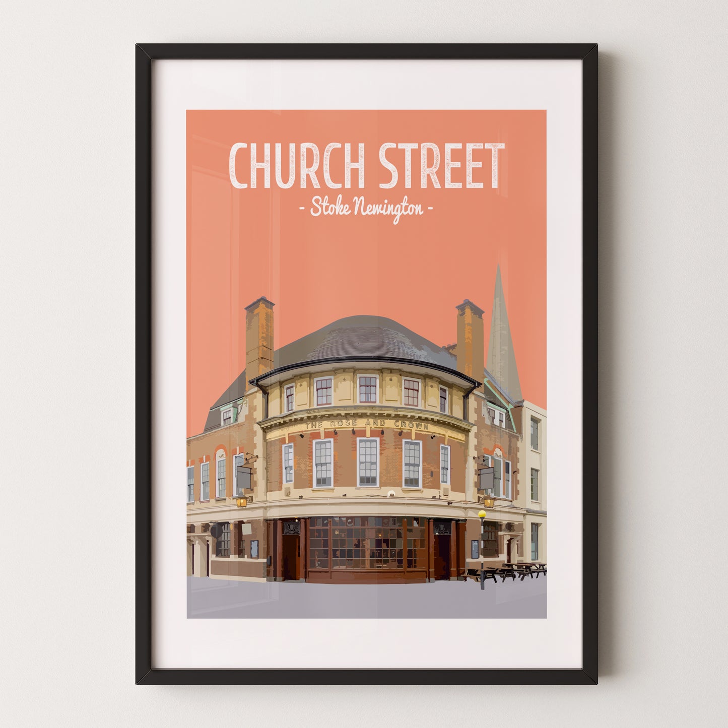 Church Street print, The Rose and Crown pub