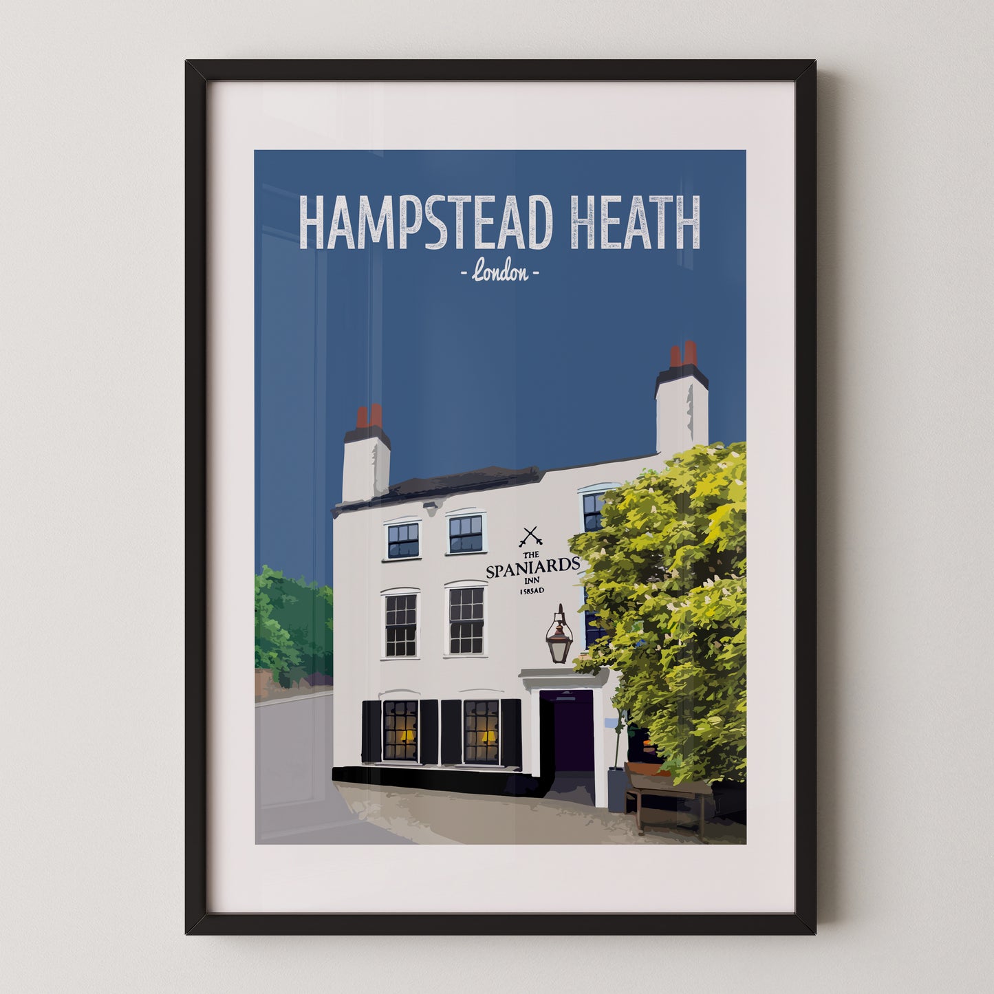 Hampstead Heath print, The Spaniards Inn pub
