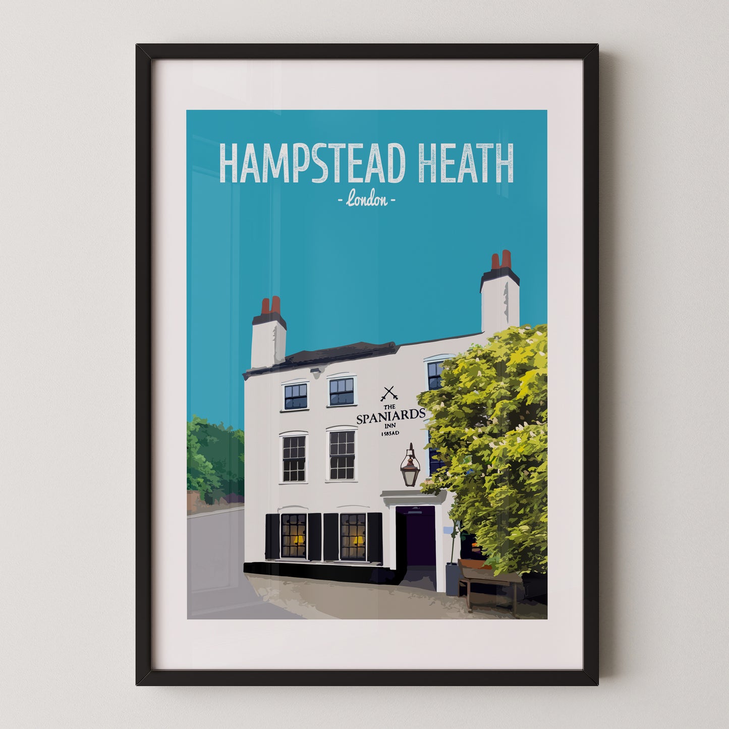 Hampstead Heath print, The Spaniards Inn pub