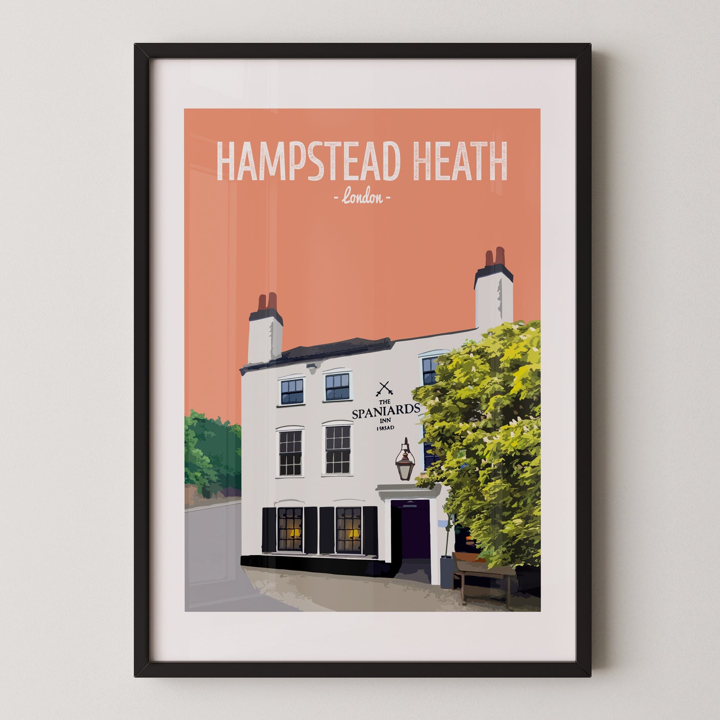Hampstead Heath print, The Spaniards Inn pub