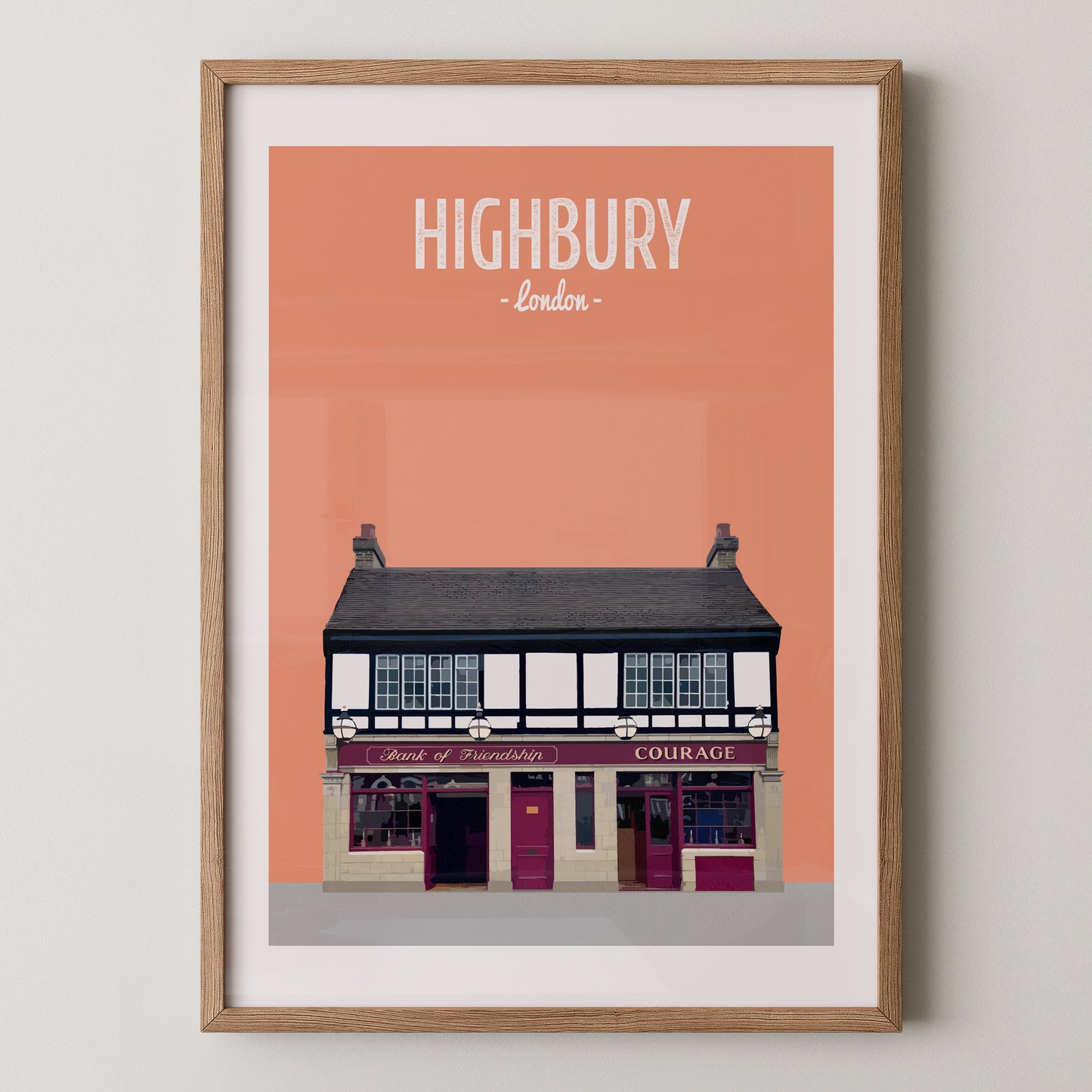 Highbury print, The Bank of Friendship pub