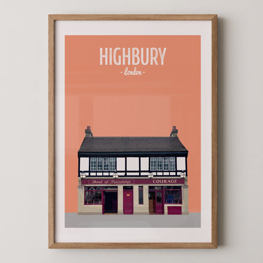 Highbury print, The Bank of Friendship pub