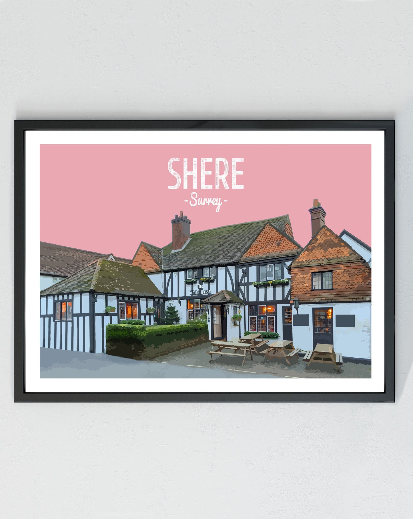 Shere Village print, The White Horse pub