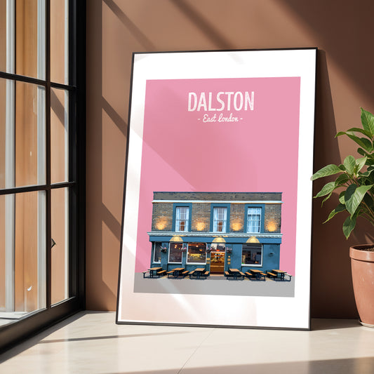 Dalston print, The Hunter S pub