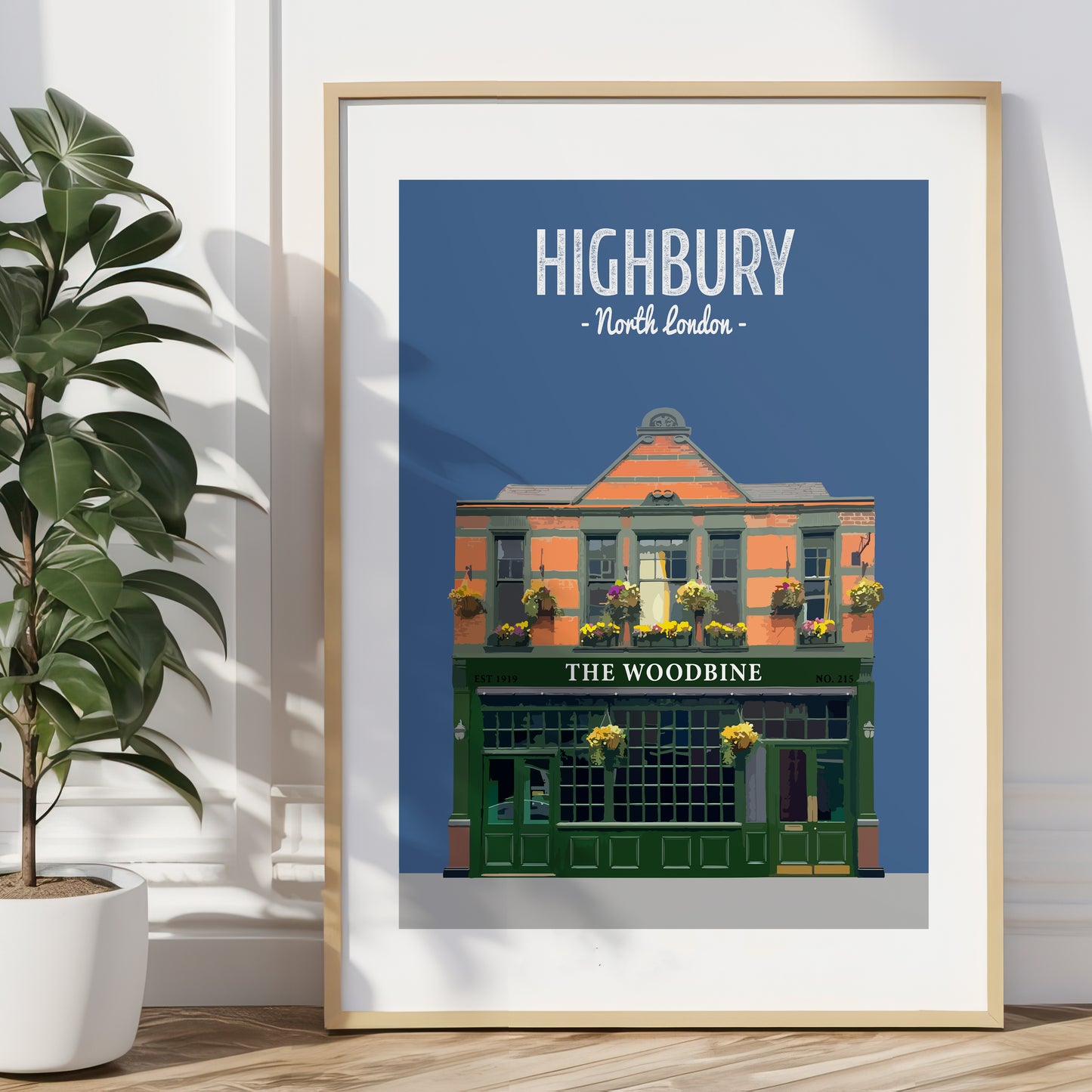 Highbury print, The Woodbine pub