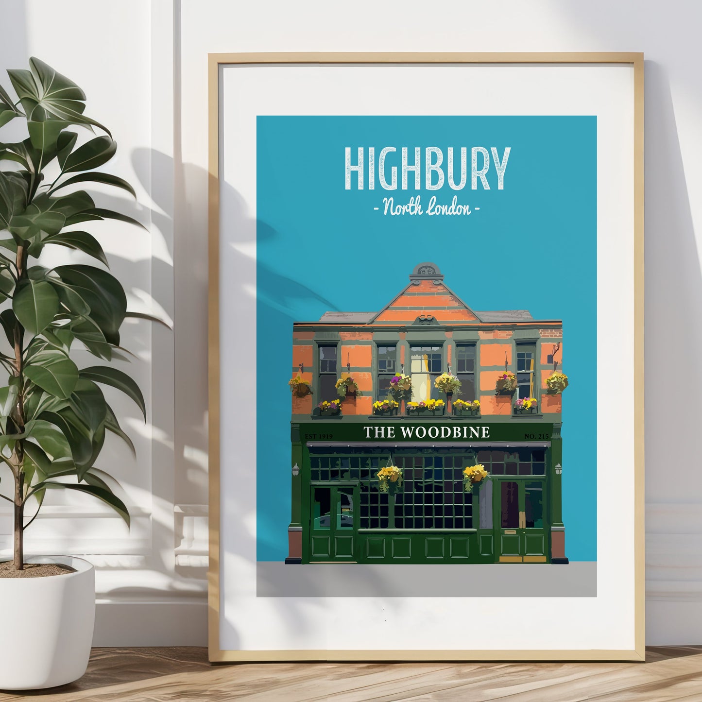 Highbury print, The Woodbine pub