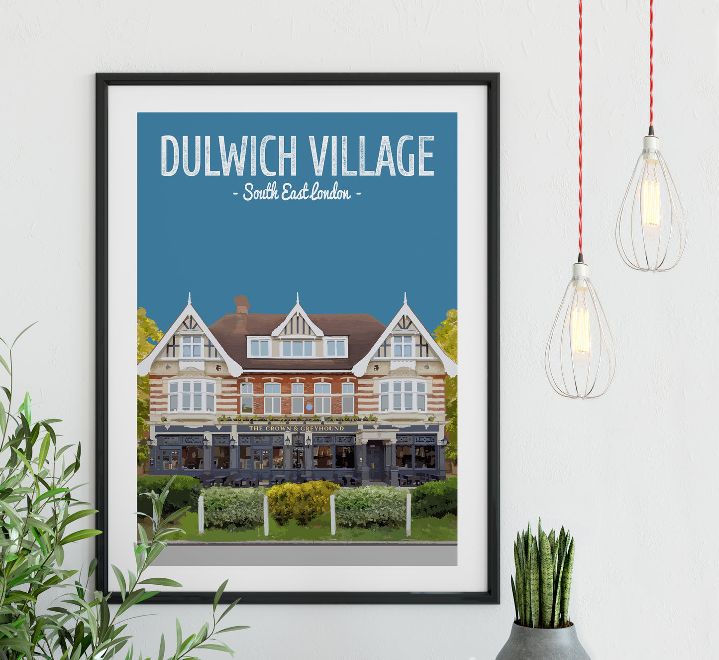 Dulwich Village print, The Crown and Greyhound pub