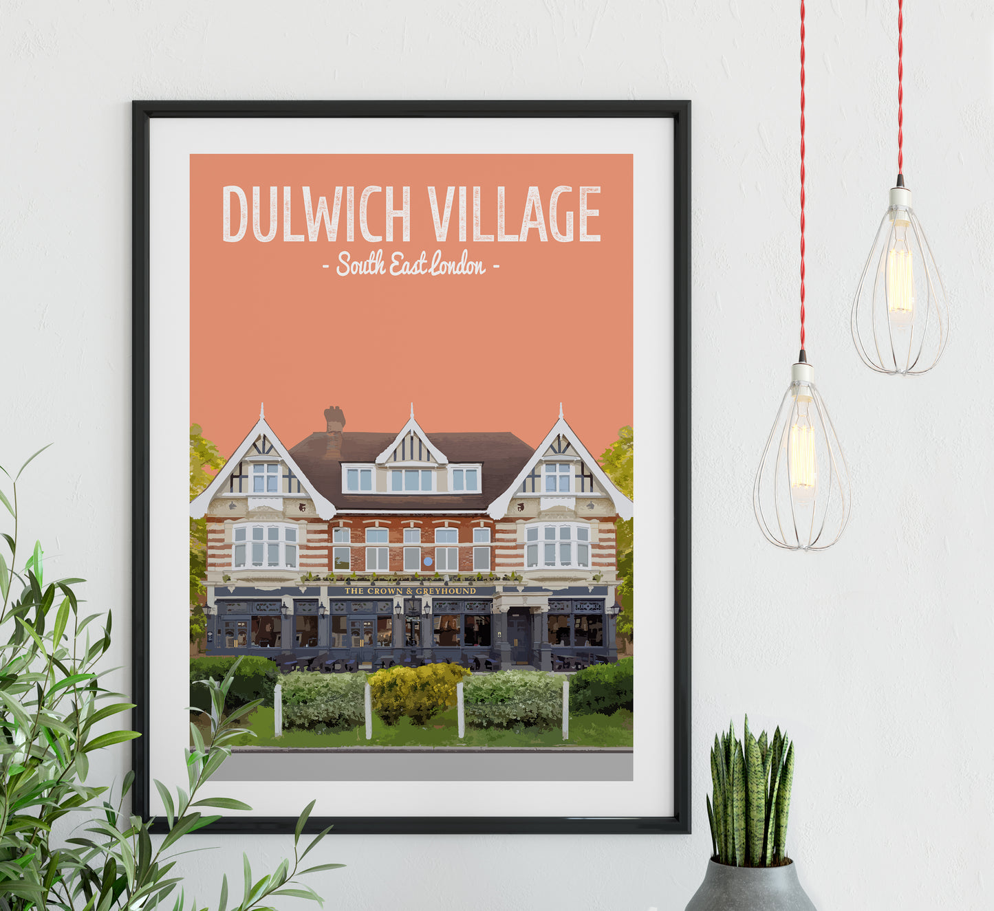 Dulwich Village print, The Crown and Greyhound pub