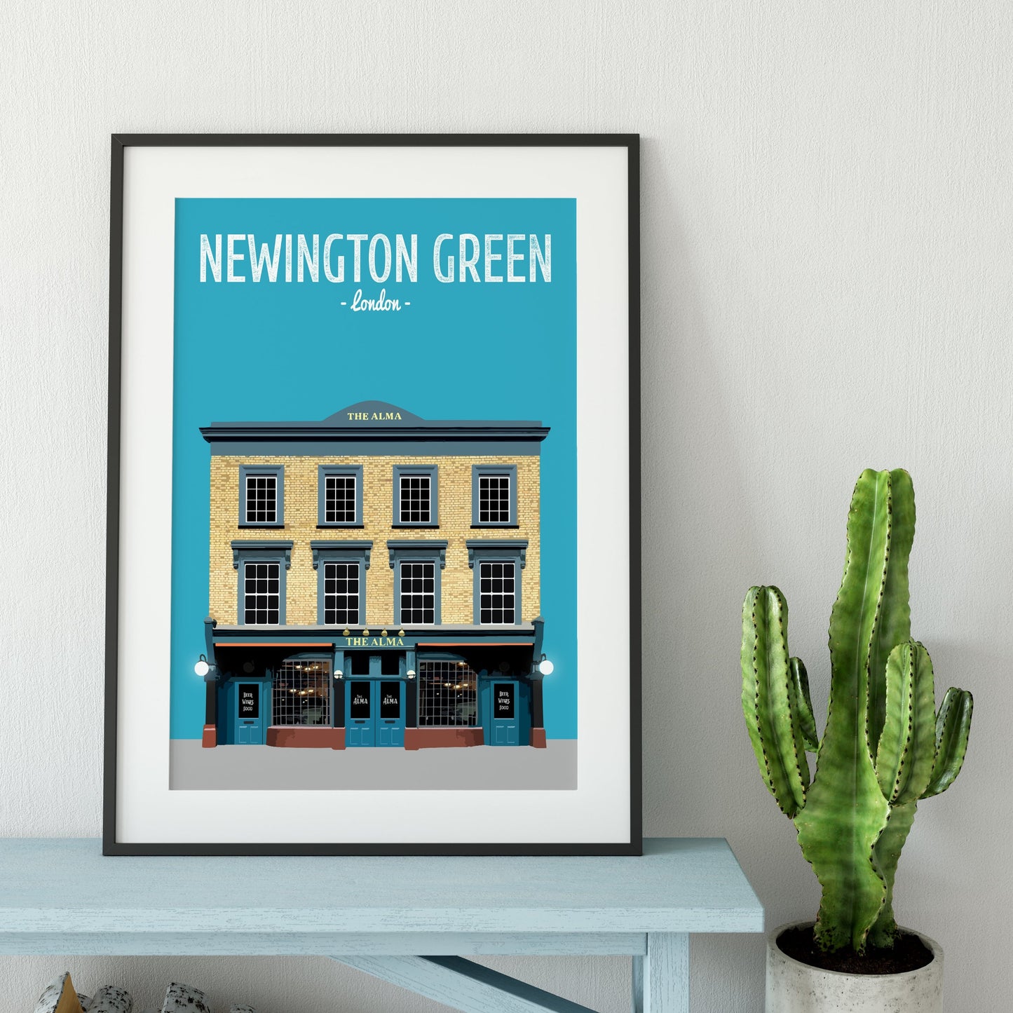 Newington Green print, The Alma pub