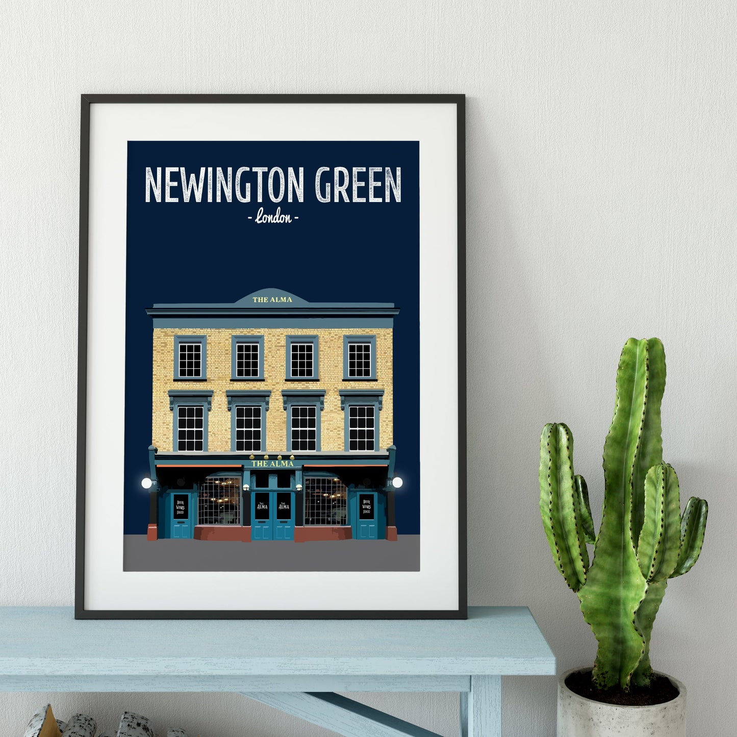 Newington Green print, The Alma pub