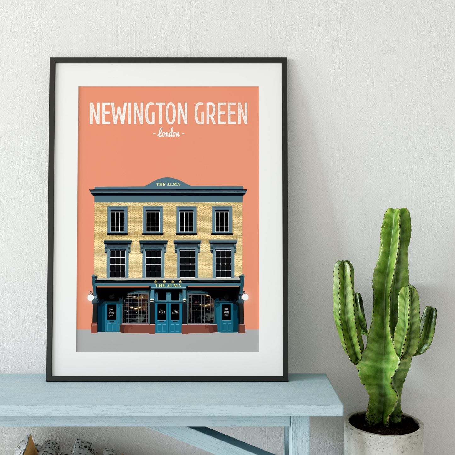 Newington Green print, The Alma pub