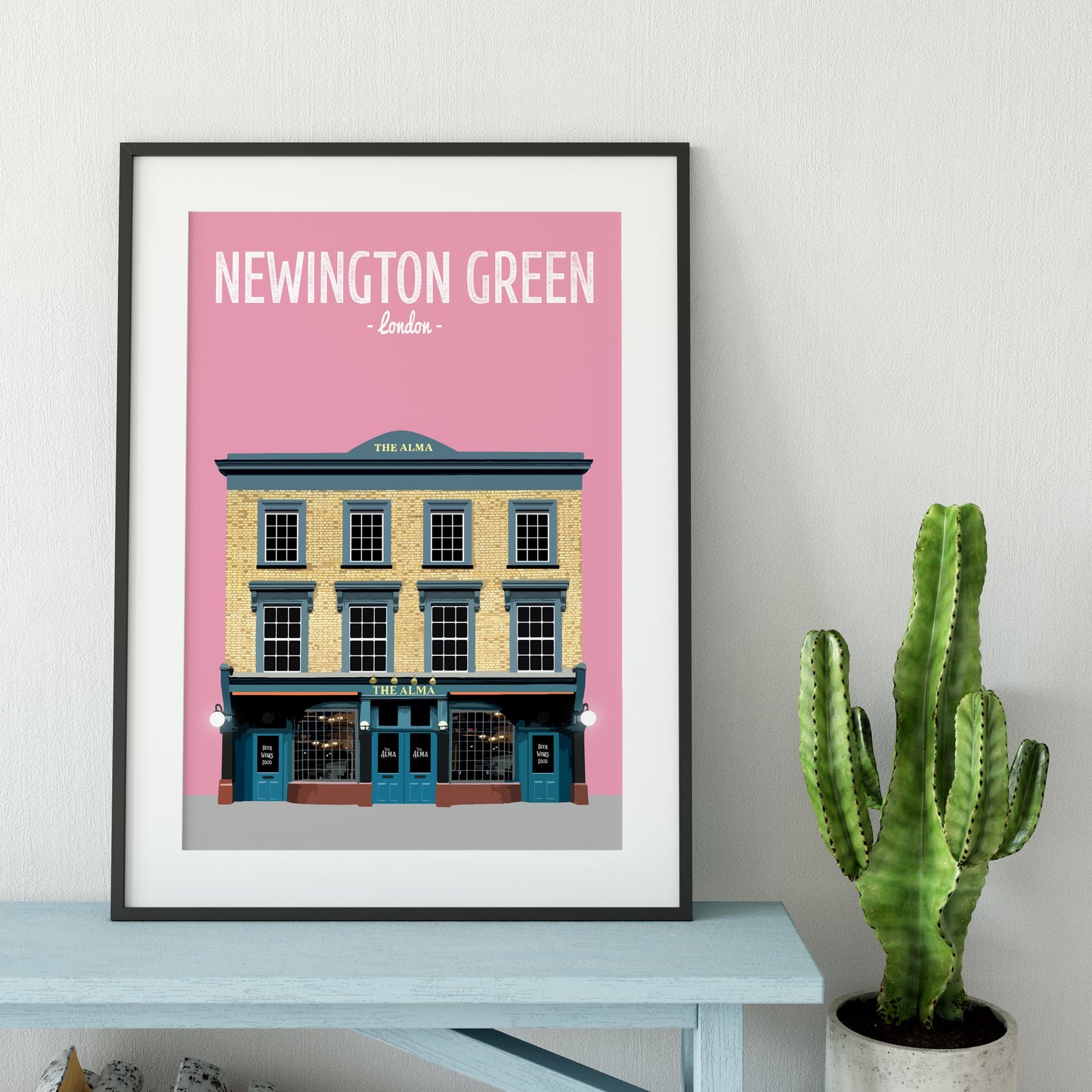 Newington Green print, The Alma pub