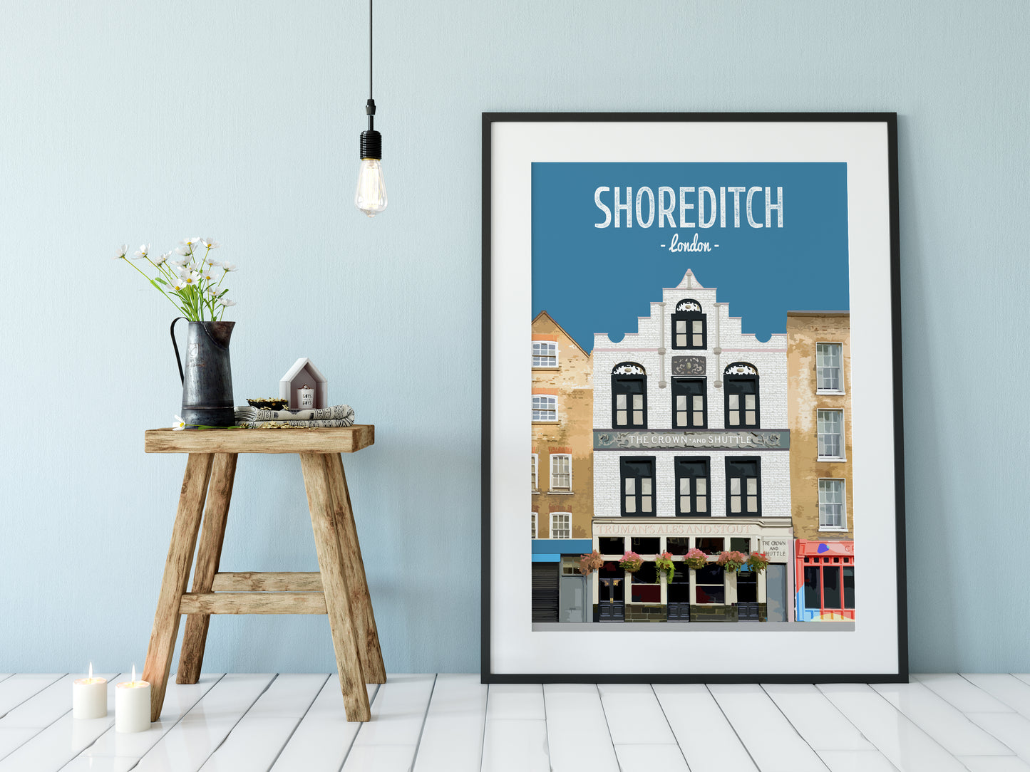 Shoreditch print, The Crown and Shuttle pub