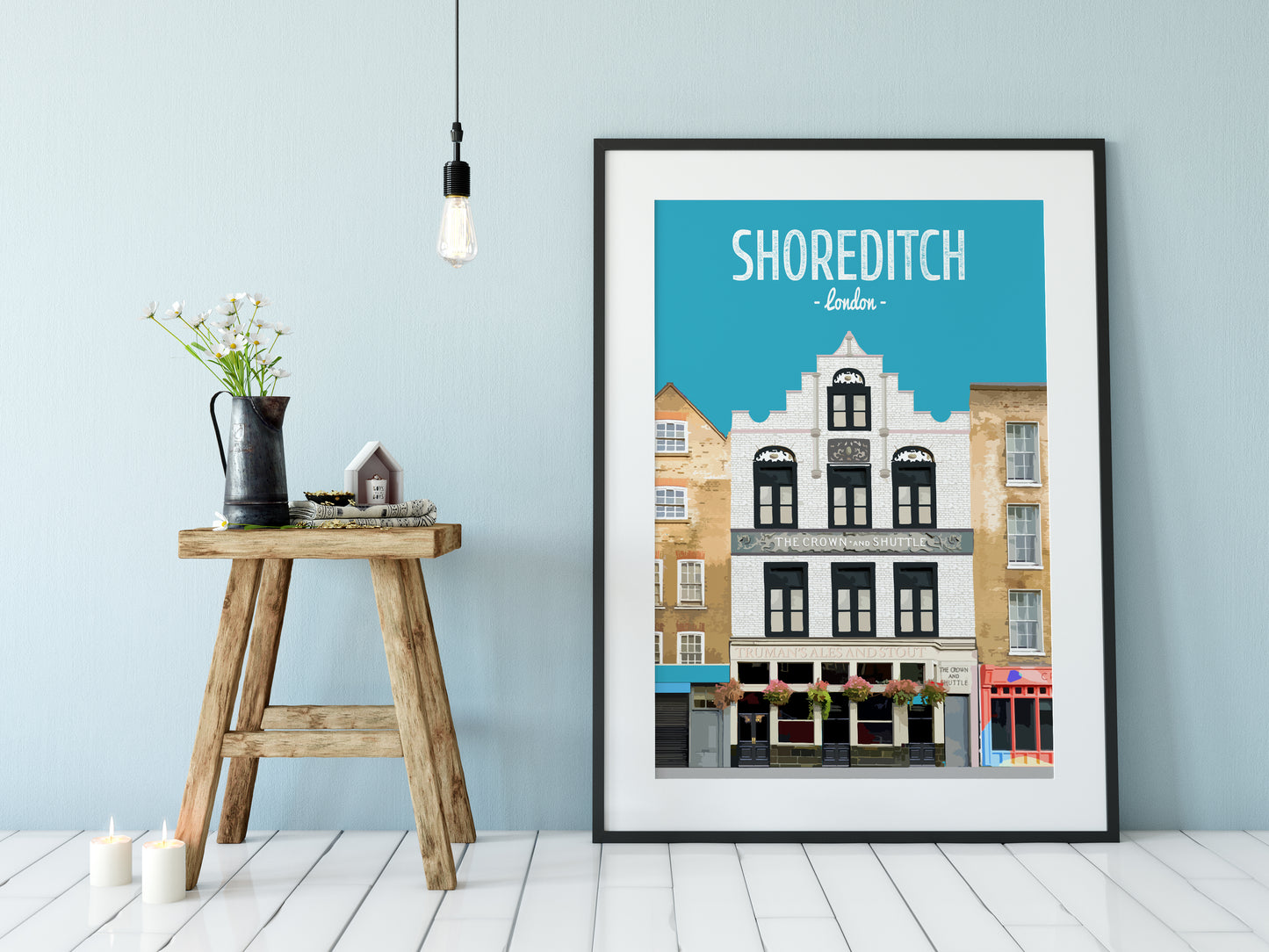 Shoreditch print, The Crown and Shuttle pub