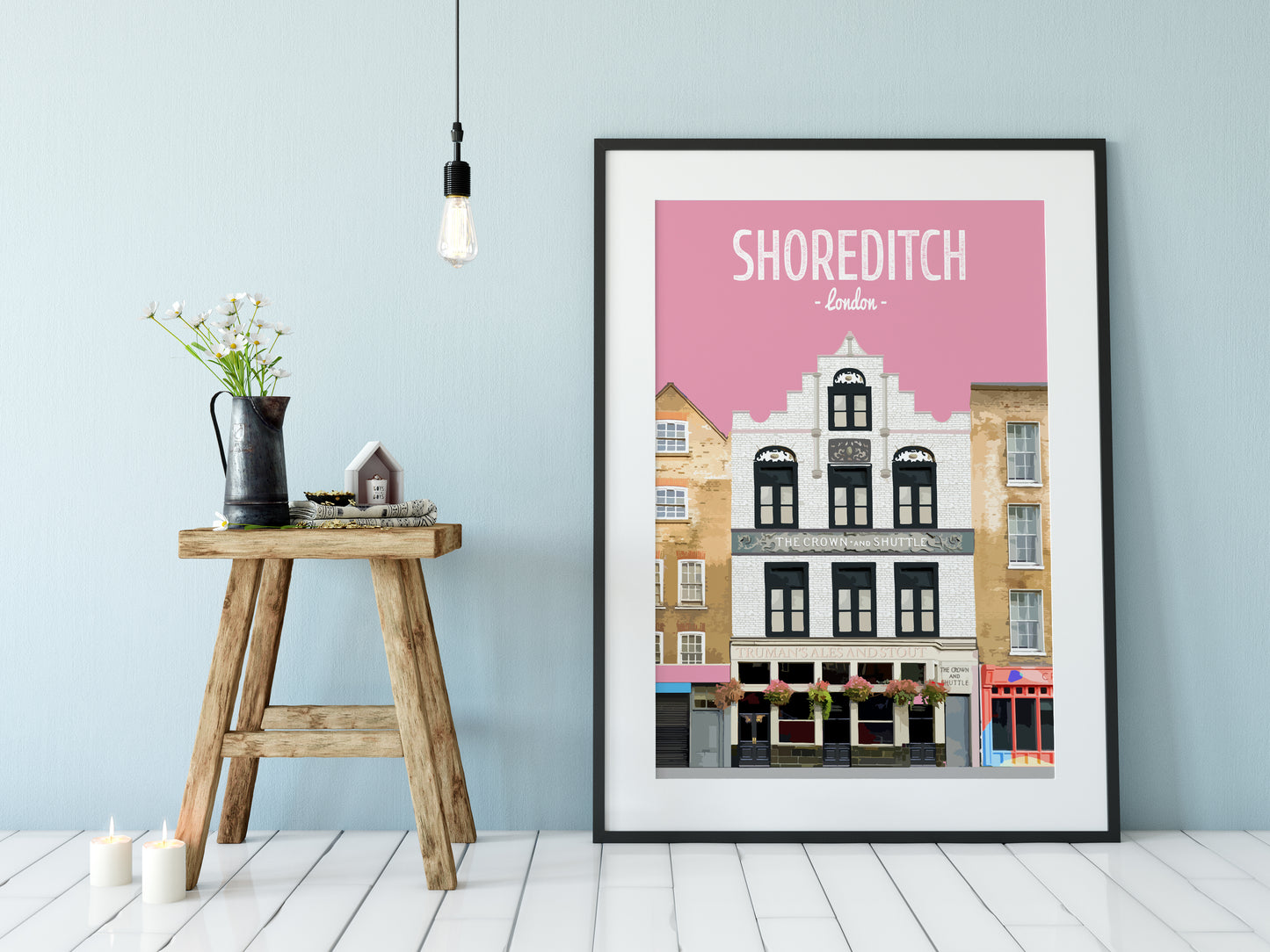 Shoreditch print, The Crown and Shuttle pub