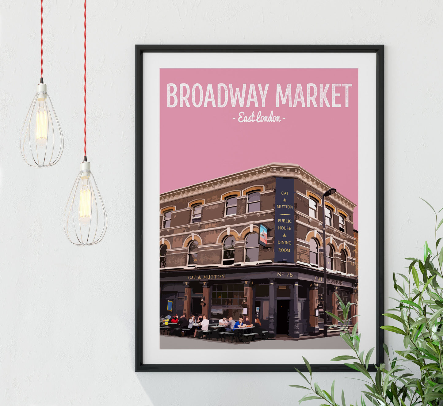 Broadway market print, The Cat and Mutton pub