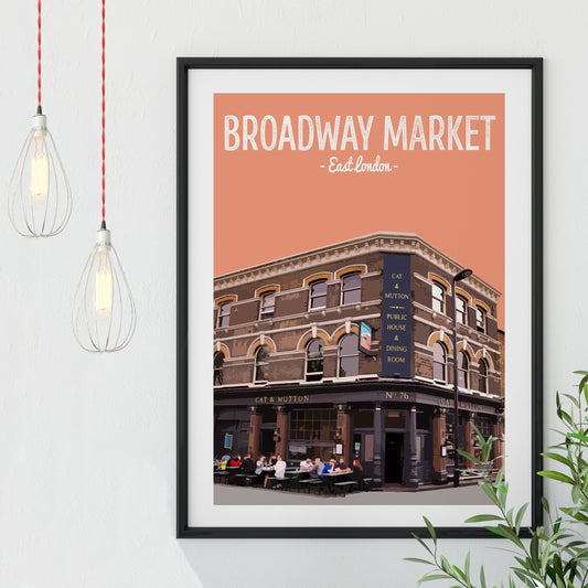 Broadway market print, The Cat and Mutton pub